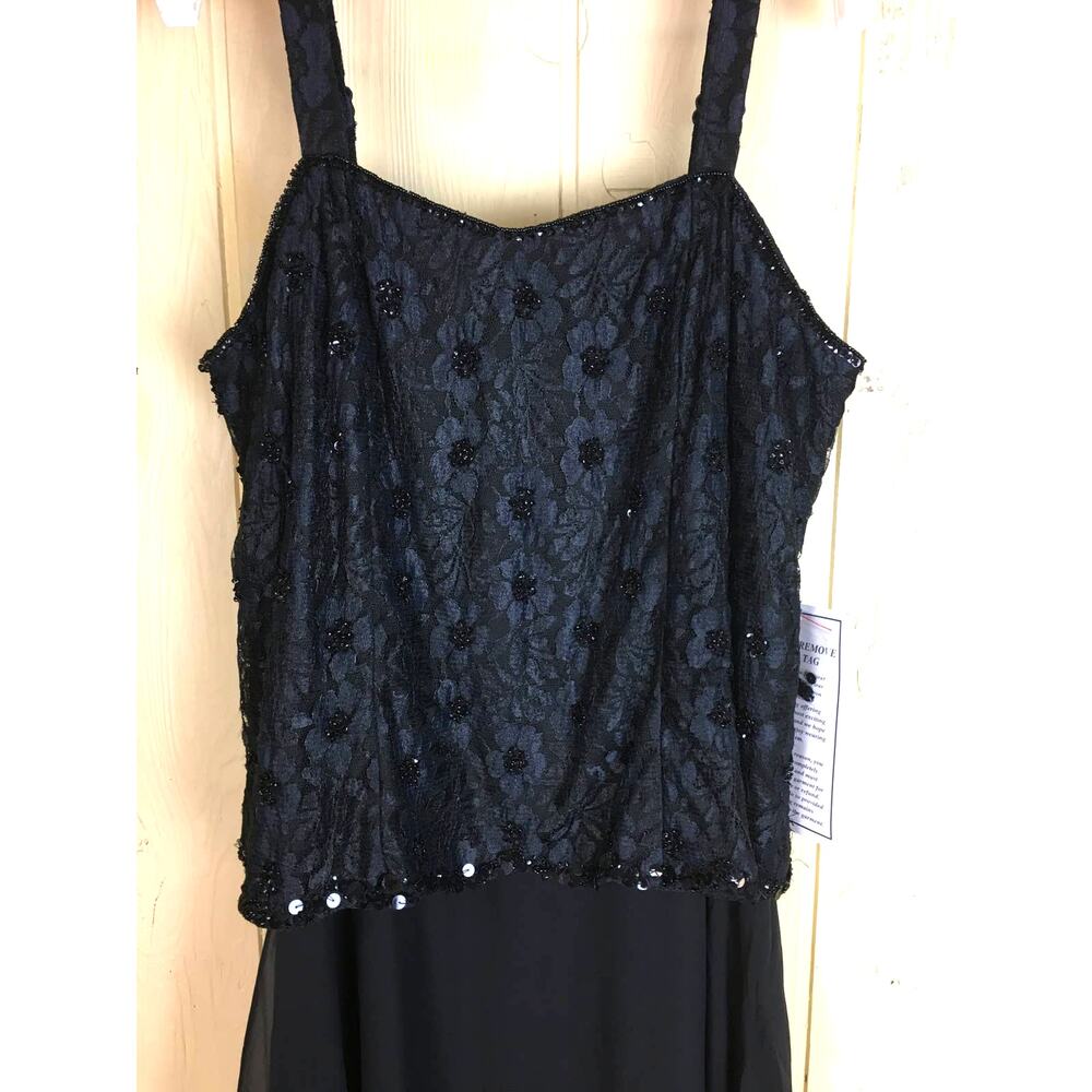 Roaman's Black Lace Beaded Evening Dress